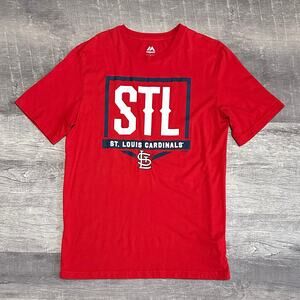 Majestic MLB St Louis Cardinals Red T Shirt Mens L Embroidered Logo Home Plate